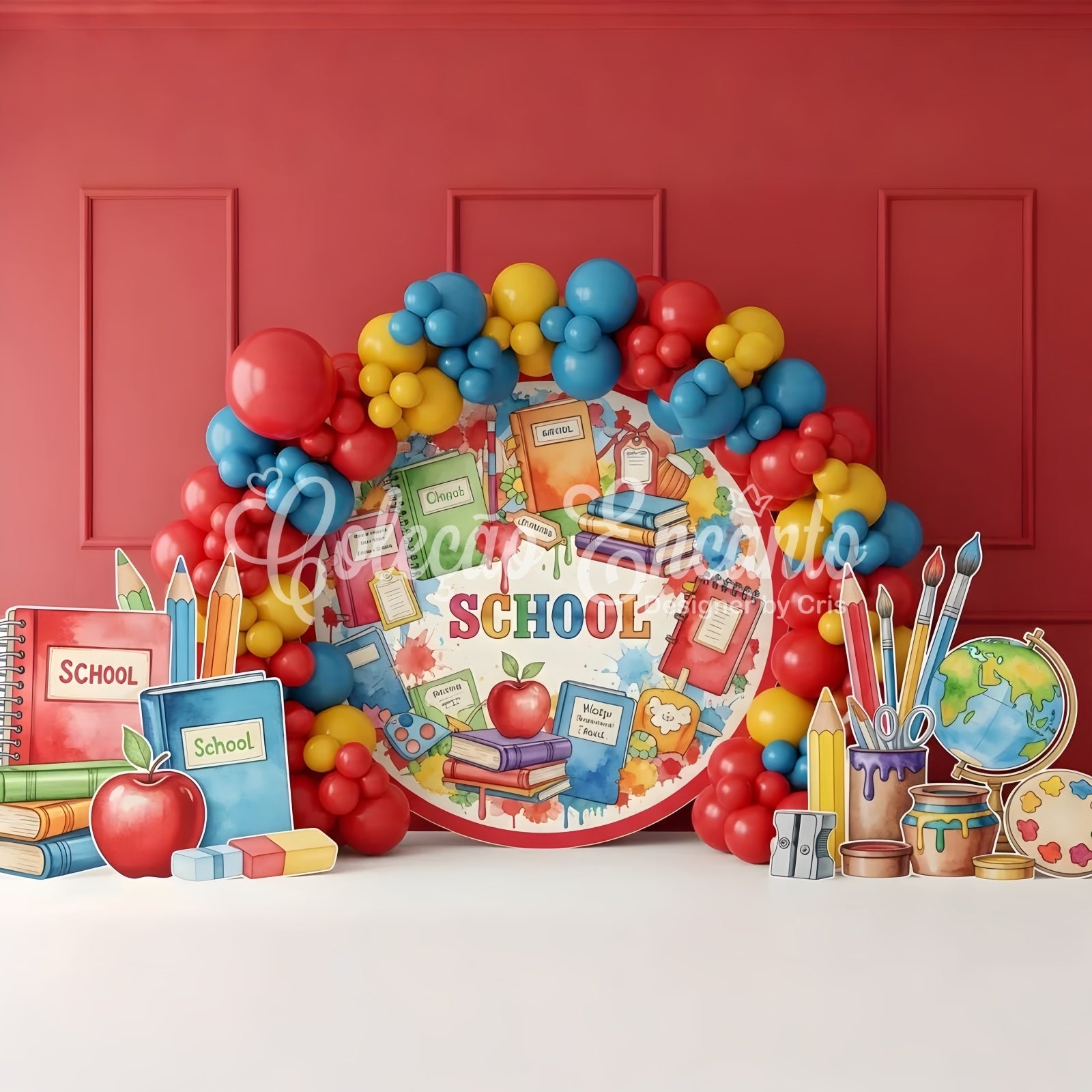 Schulbild-Hintergrund Lebhafte Ballons Klassenzimmer Hintergrund für den Schulanfang Von Magali