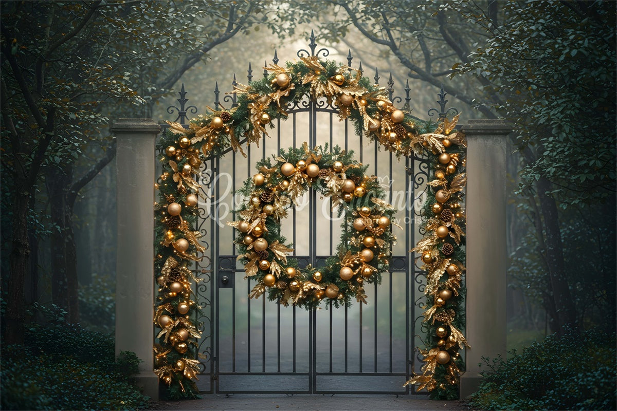 Weihnachtskulisse Waldtor Goldene Girlande Kulisse CEM5-103