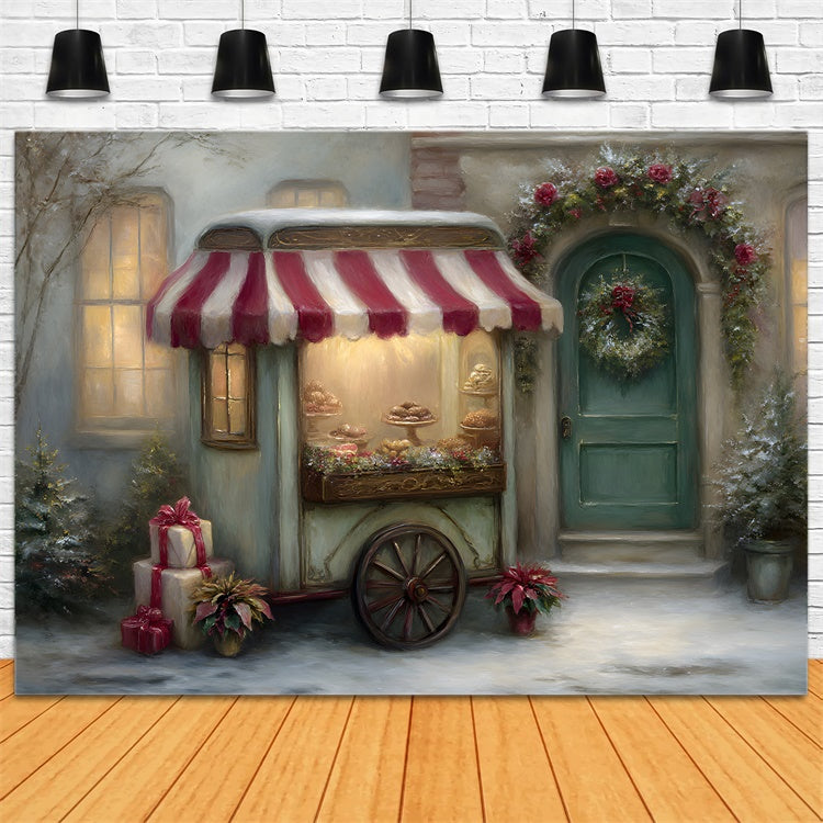 Xmas Backdrops Wagon Bäckerei Fenster Hintergrund CEM5-105