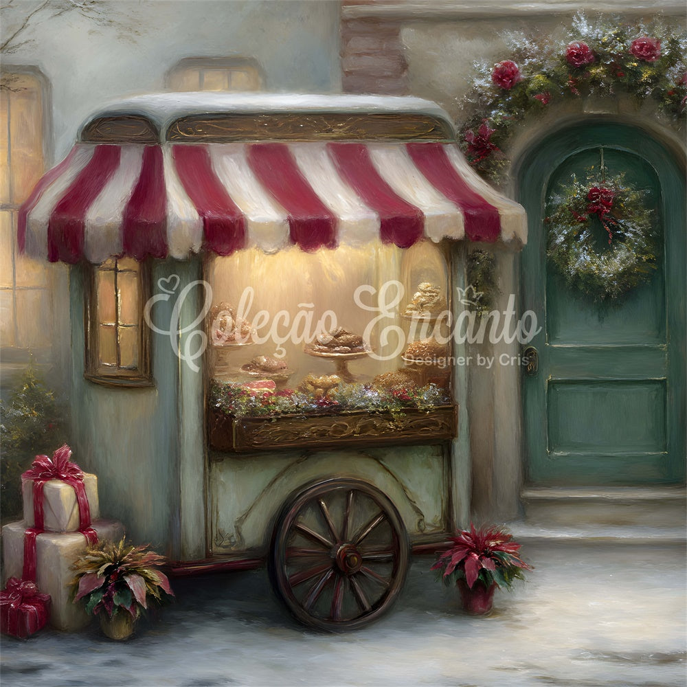 Xmas Backdrops Wagon Bäckerei Fenster Hintergrund CEM5-105