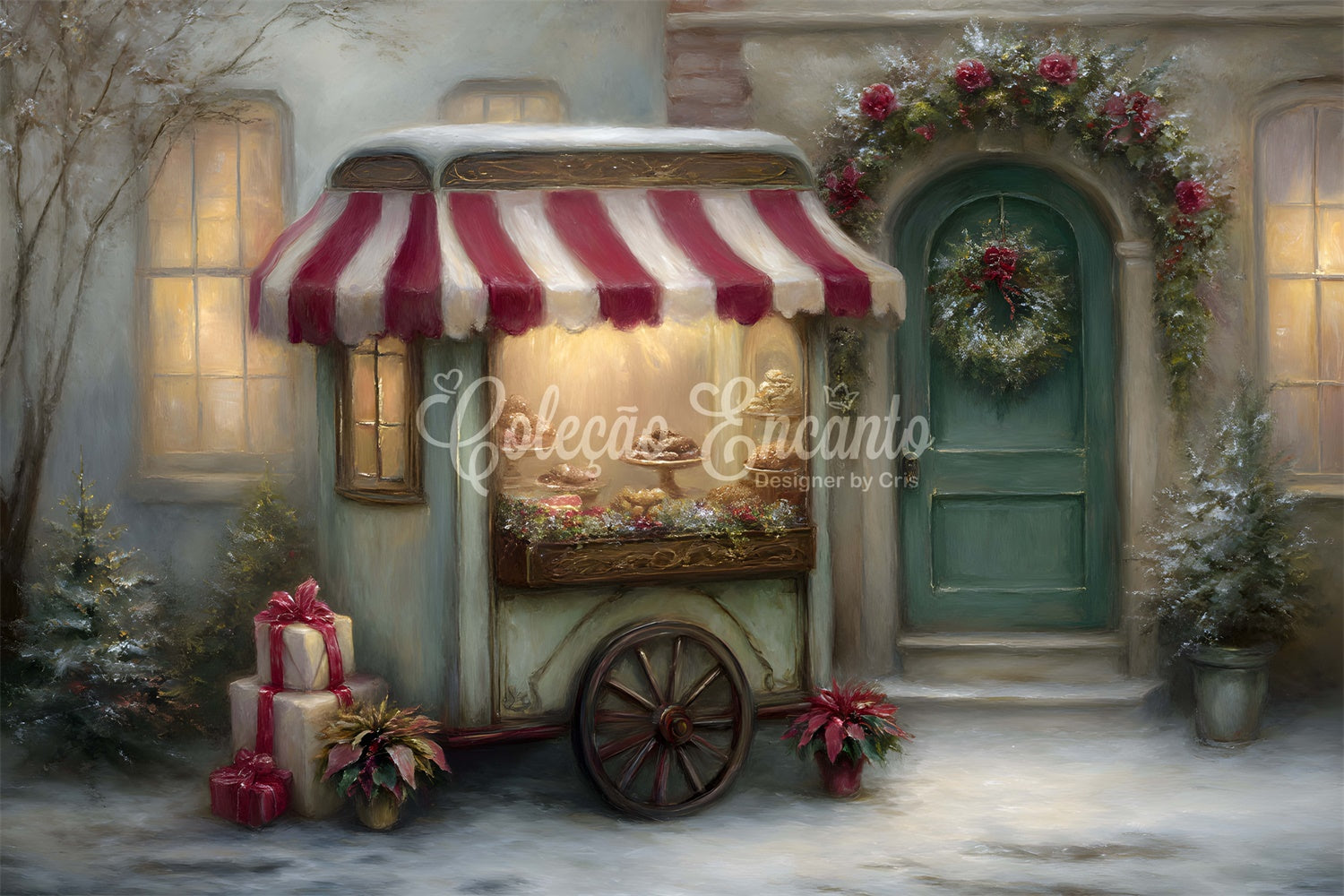 Xmas Backdrops Wagon Bäckerei Fenster Hintergrund CEM5-105