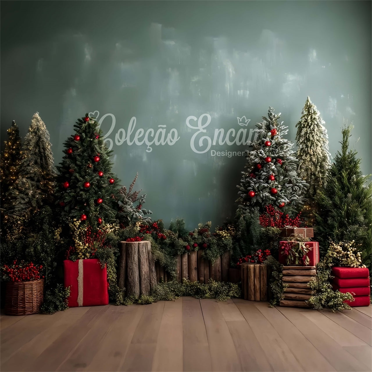 Weihnachtsbaum Backdrop Grüne Wand Woodland Setup Backdrop CEM5-18
