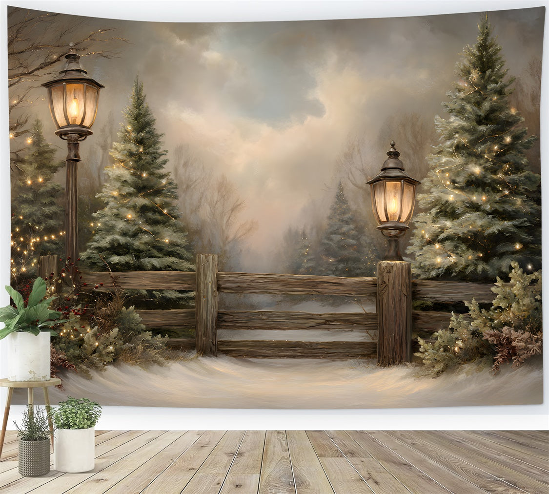 Weihnachten Backdrops Verkauf Frosty Trees Rustic Fence Backdrop CEM5-22