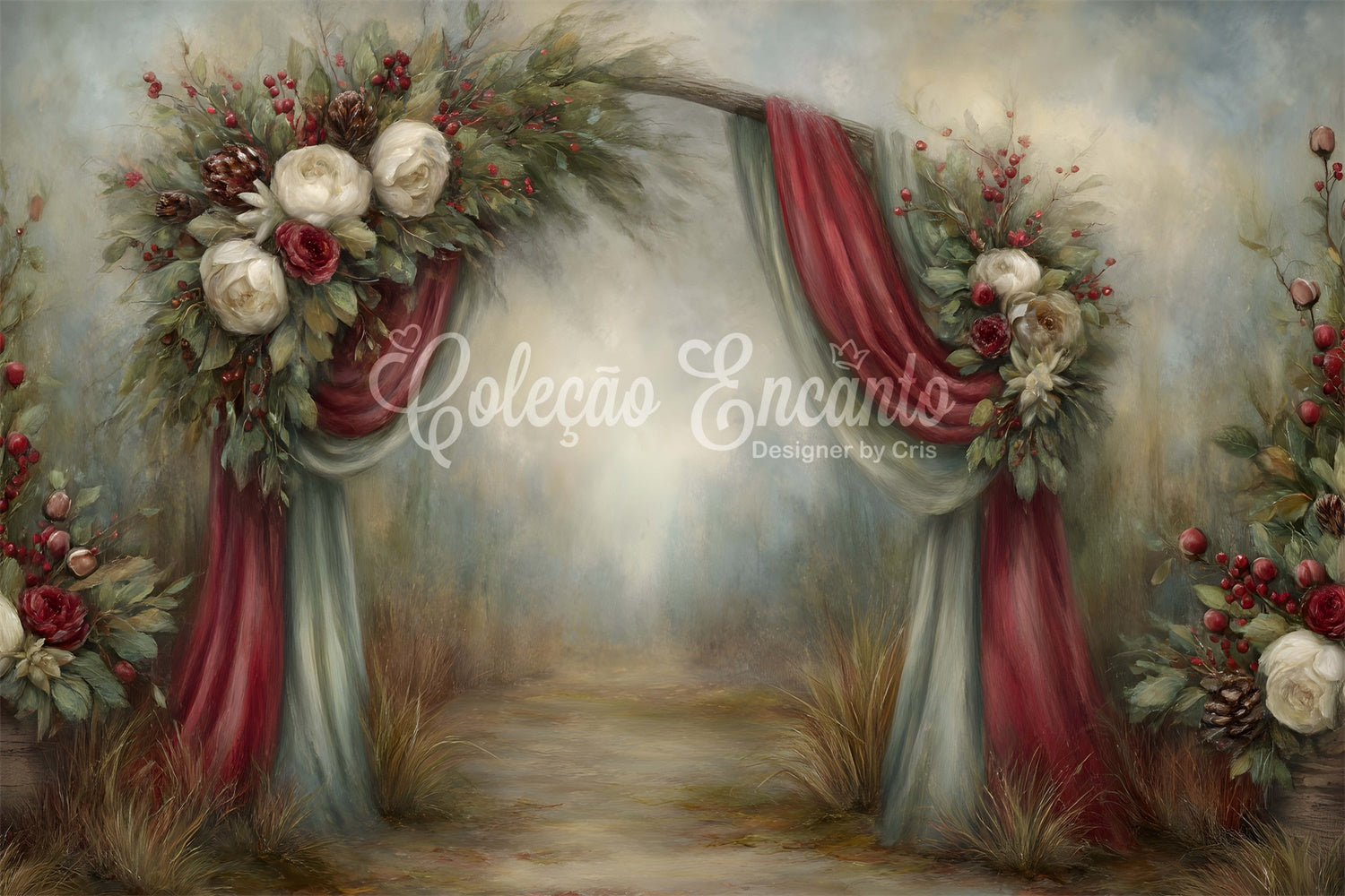 Weihnachten Backdrop Rustic Holiday Floral Archway Backdrop CEM5-24