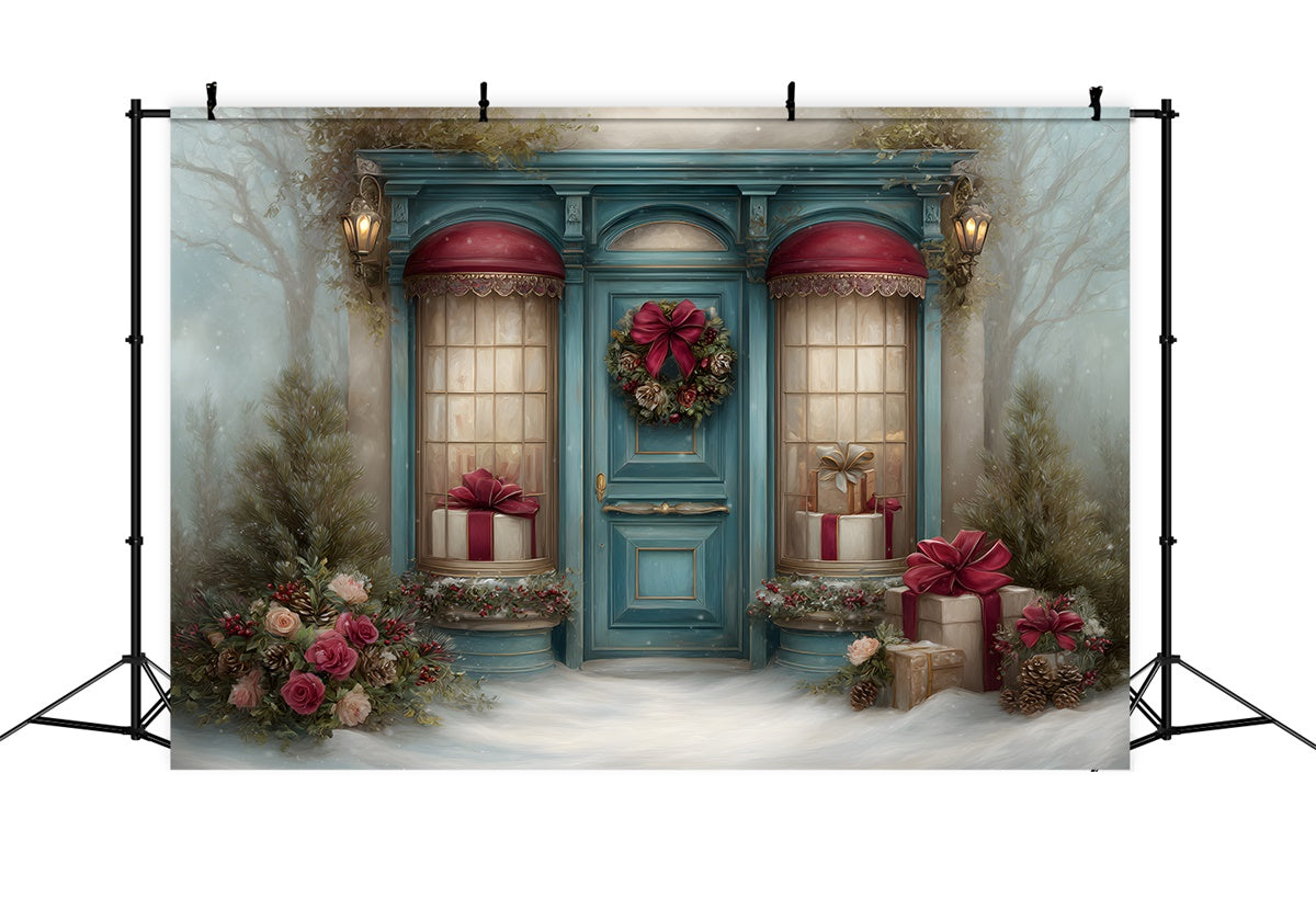 Weihnachten Fotokulissen Blumengirlande Geschenk Szenerie Hintergrund CEM5-25