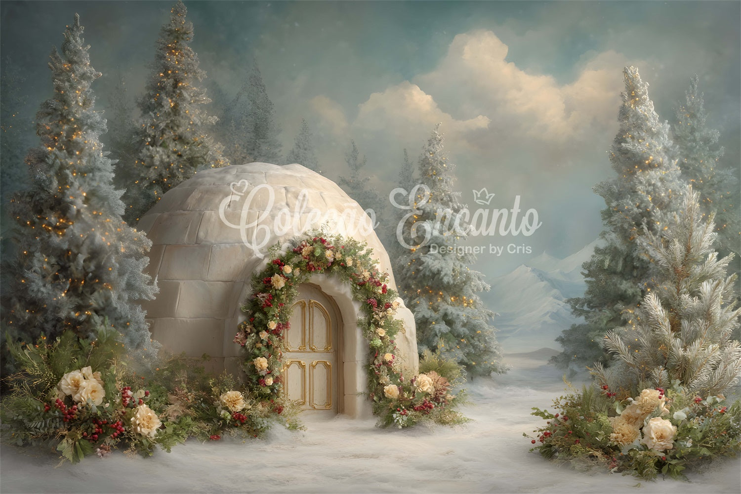Weihnachten Backdrops Verkauf Schnee Haus Urlaub Girlande Backdrop CEM5-35