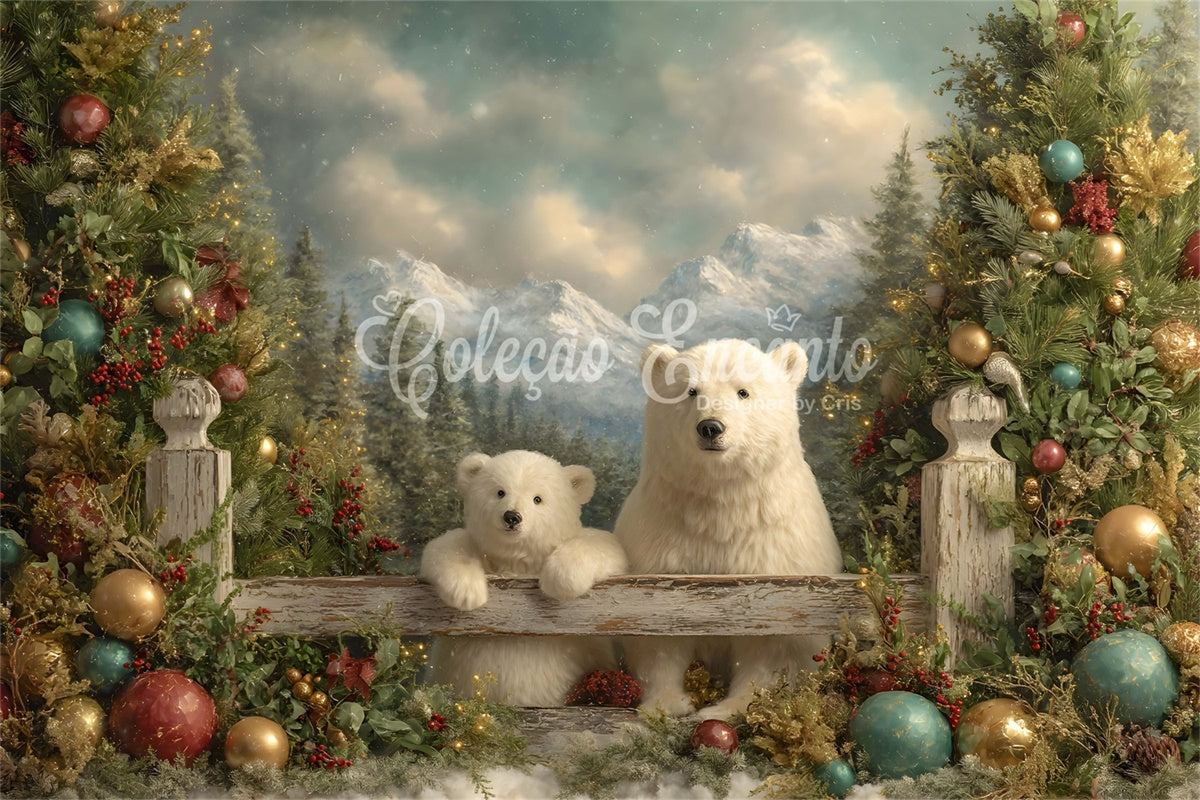 Weihnachten Backdrop Ideen Eisbären Bergblick Backdrop CEM5-36