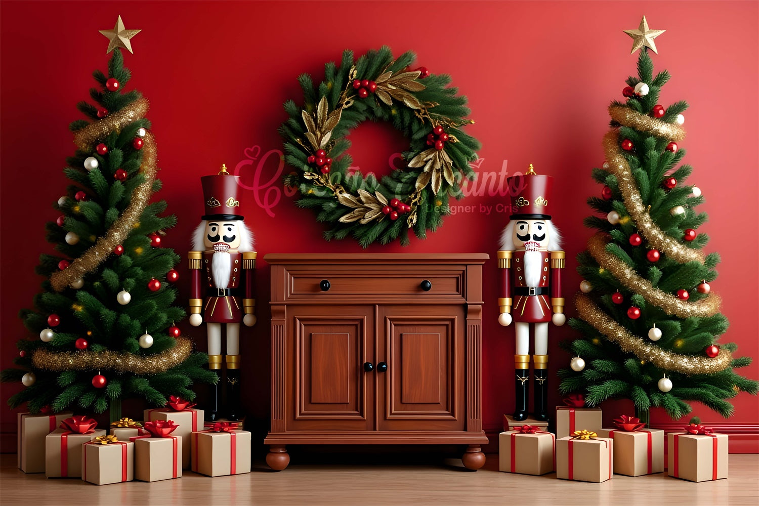 Xmas Backdrops Zwillingsbaum Nussknacker Feier Backdrop CEM5-67