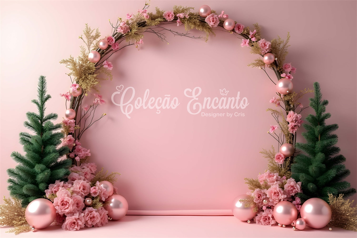 Professionelle Weihnachts-Hintergrundbilder Rosa Blumenbogen-Hintergrundbild CEM5-78