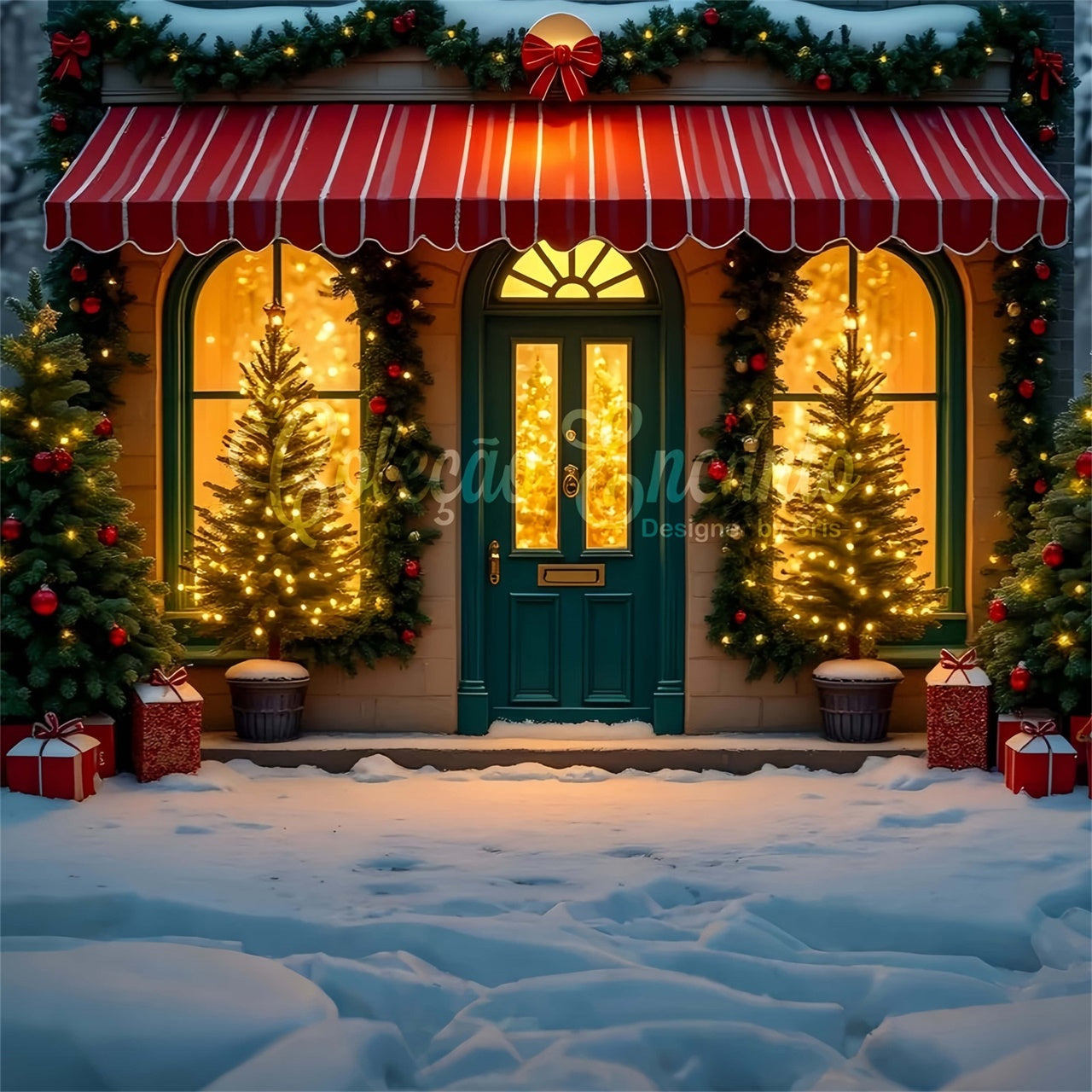 Xmas Backdrop Glühender Baum Schaufenster Backdrop CEM5-80