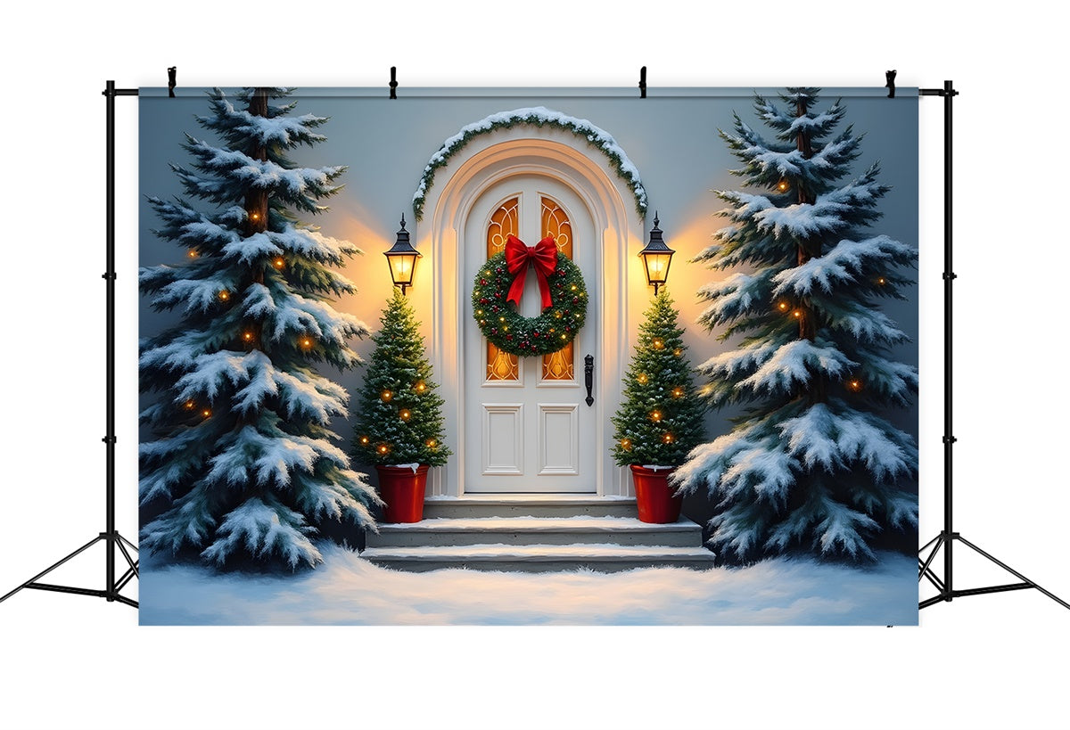Weihnachtsfoto-Hintergrund Weißer Türkranz-Hintergrund CEM5-82