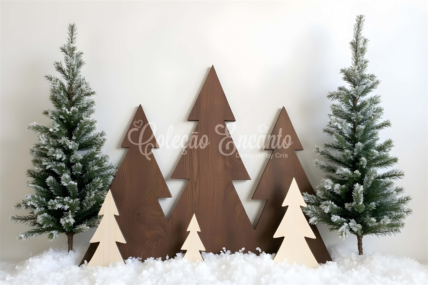 Weihnachten Backdrop Ideen verschneites Holz Wald Hintergrund CEM5-85