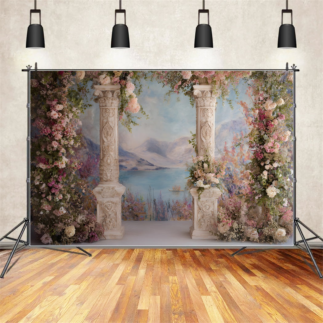 Muttertag Fotohintergrund Blumensäulen Bergblick Muttertag Fotohintergrund Ideen von Magali