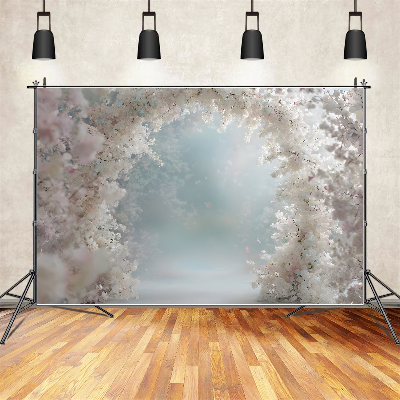 Ideen für Muttertags-Hintergründe Zarter Kirschblütenbogen Happy Mothers Day Foto-Hintergrund von Magali