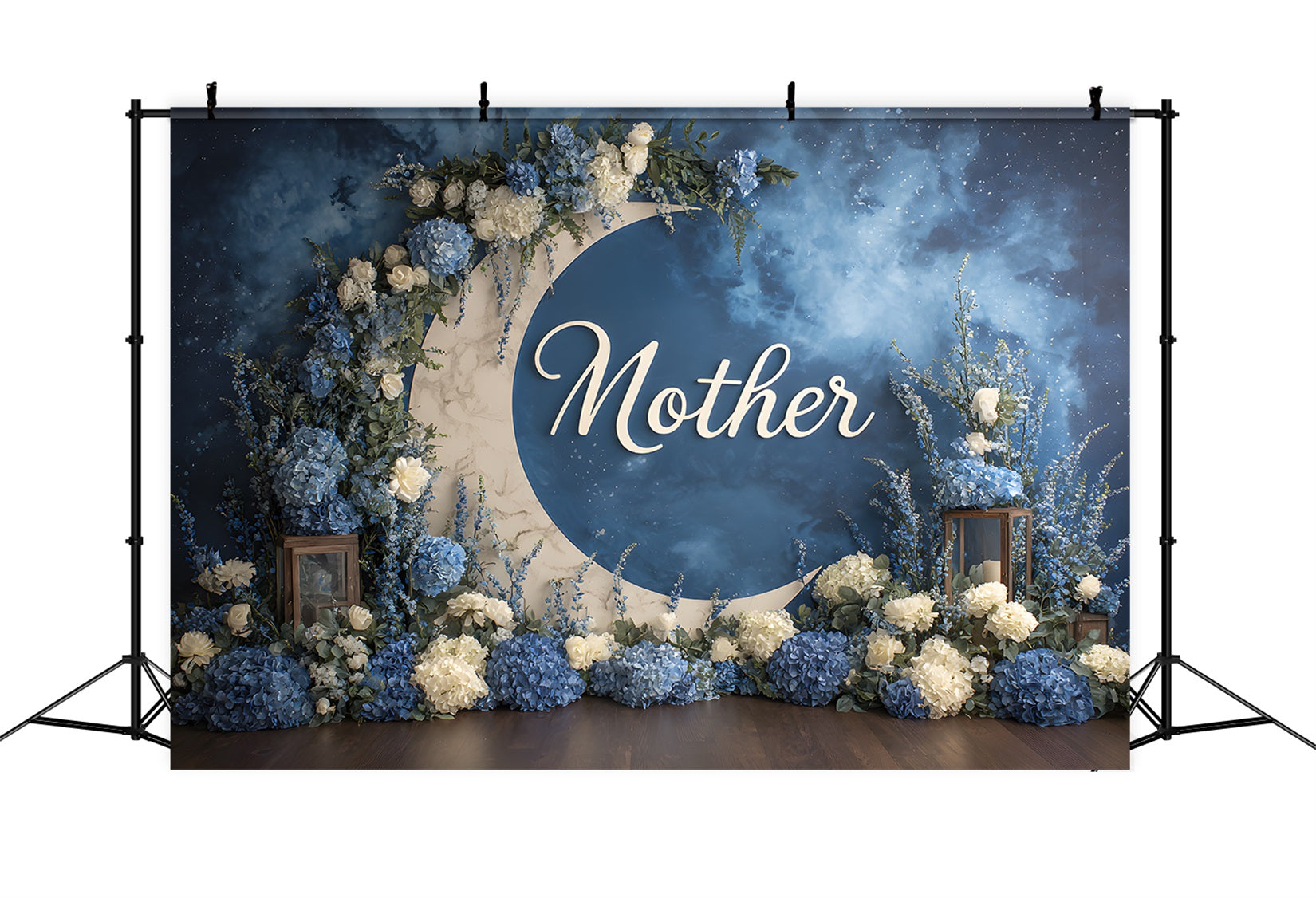 Muttertags-Hintergründe Blauer Blumenmondbogen Happy Mothers Day Hintergründe von Magali