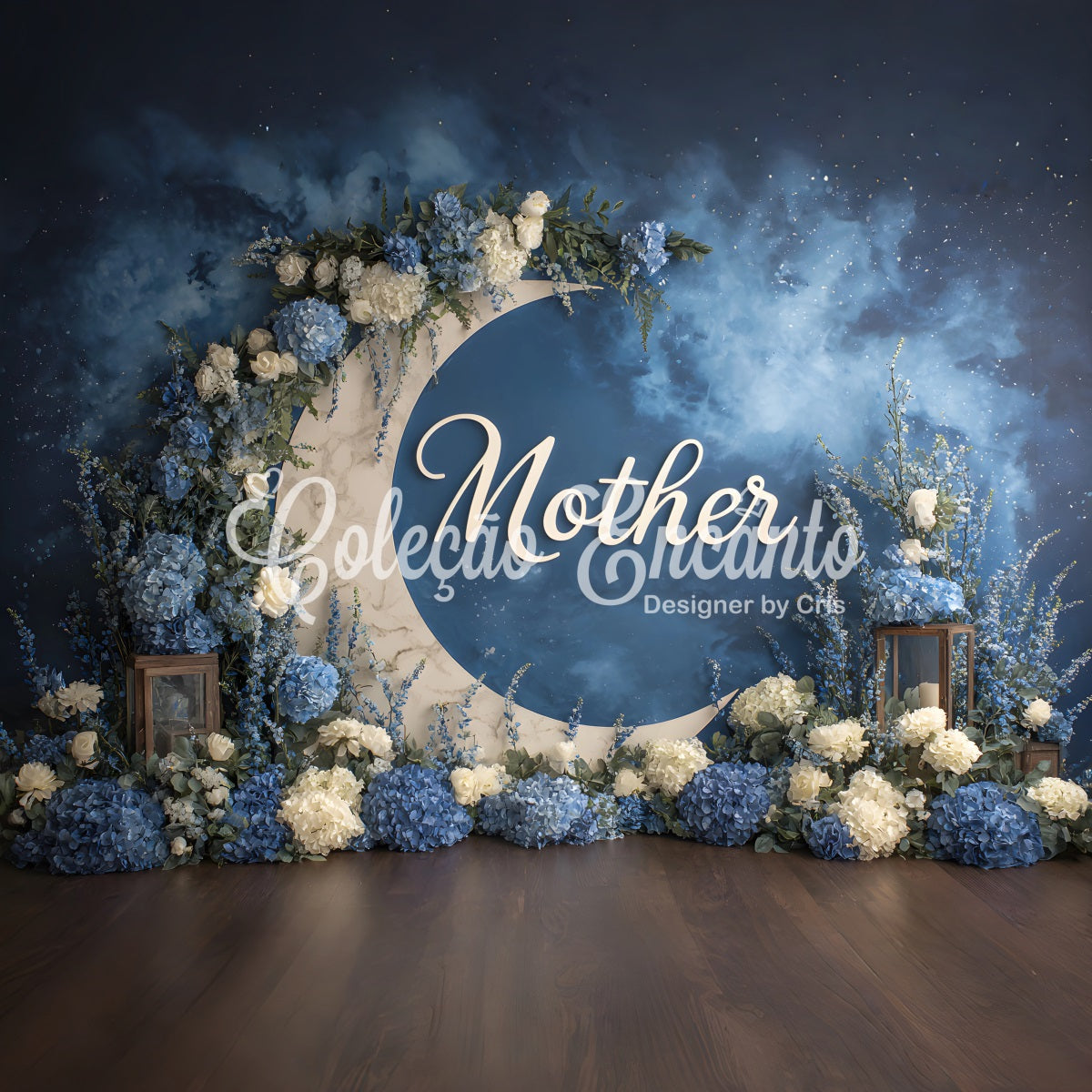 Muttertags-Hintergründe Blauer Blumenmondbogen Happy Mothers Day Hintergründe von Magali