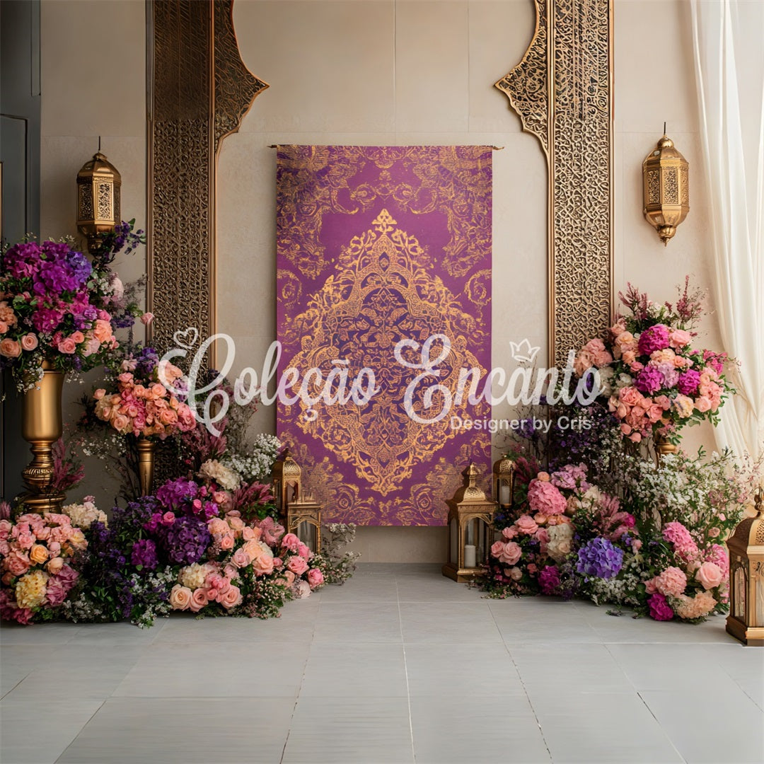 Ideen für Muttertags-Fotohintergründe Lila-goldene Blumen Eleganz Muttertags-Fotohintergründe von Magali