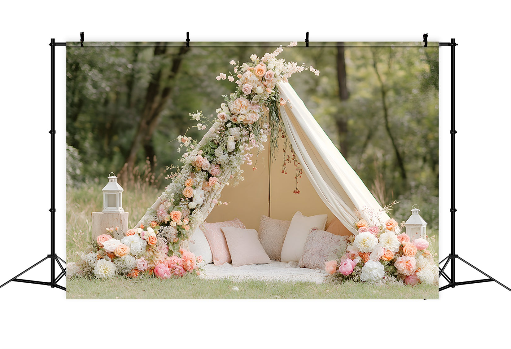 Hintergrund für den Muttertag Blumen-Tipi-Aufbau Muttertags-Fotografie-Hintergründe von Magali