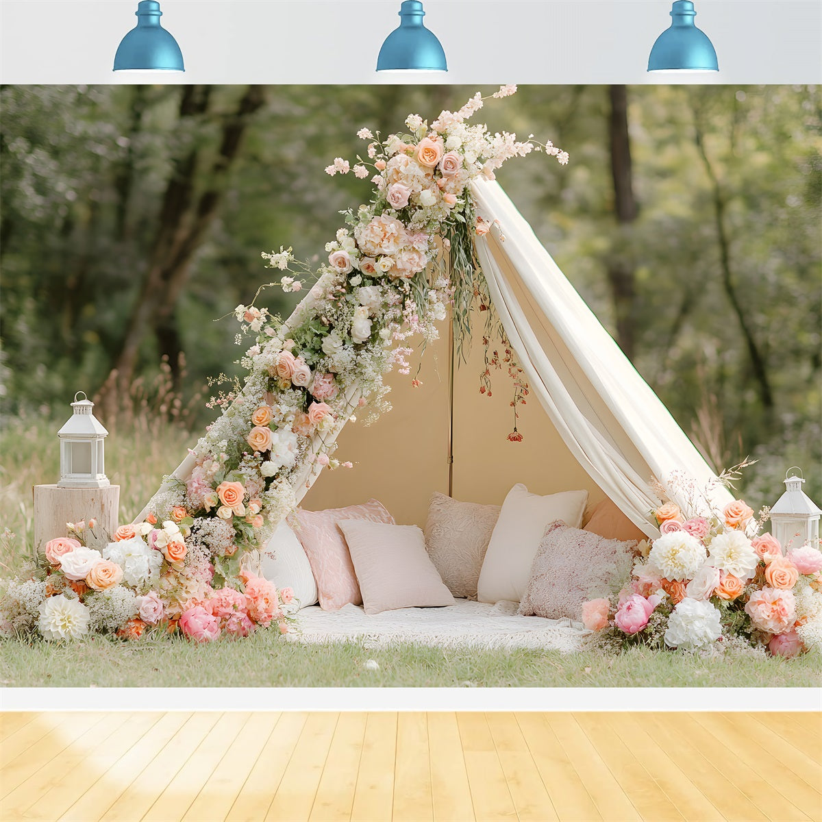 Hintergrund für den Muttertag Blumen-Tipi-Aufbau Muttertags-Fotografie-Hintergründe von Magali