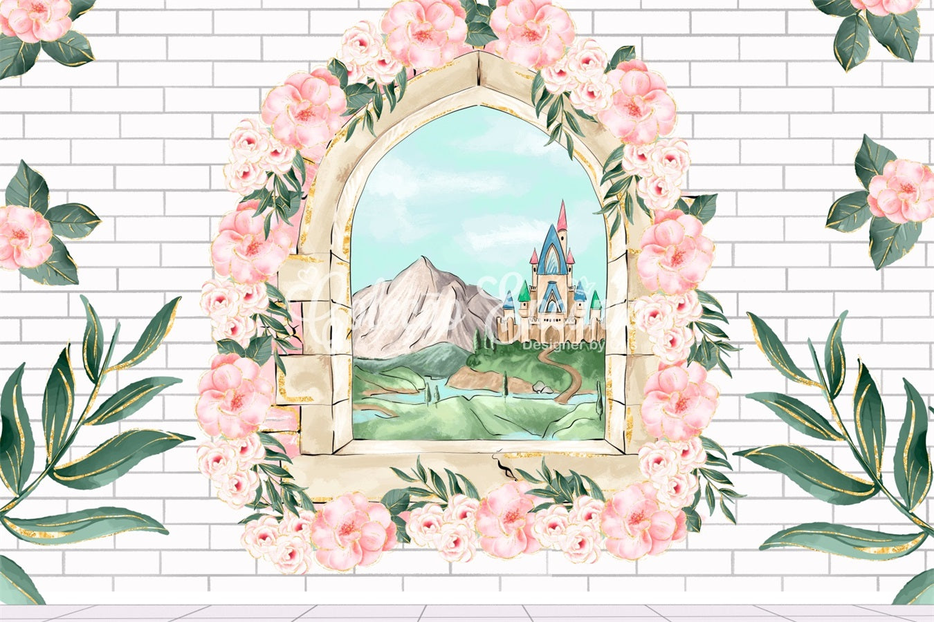 Hintergründe für Neugeborenenfotografie Blumenfenster Backsteinmauer Schloss Hintergrund von Magali