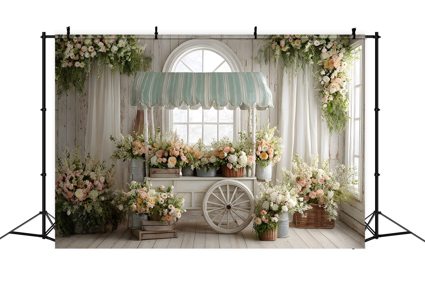 Osterfenster Frühlingslicht-Hintergrund Bloom Cart Weißes Fenster Osterhintergrund von Magali