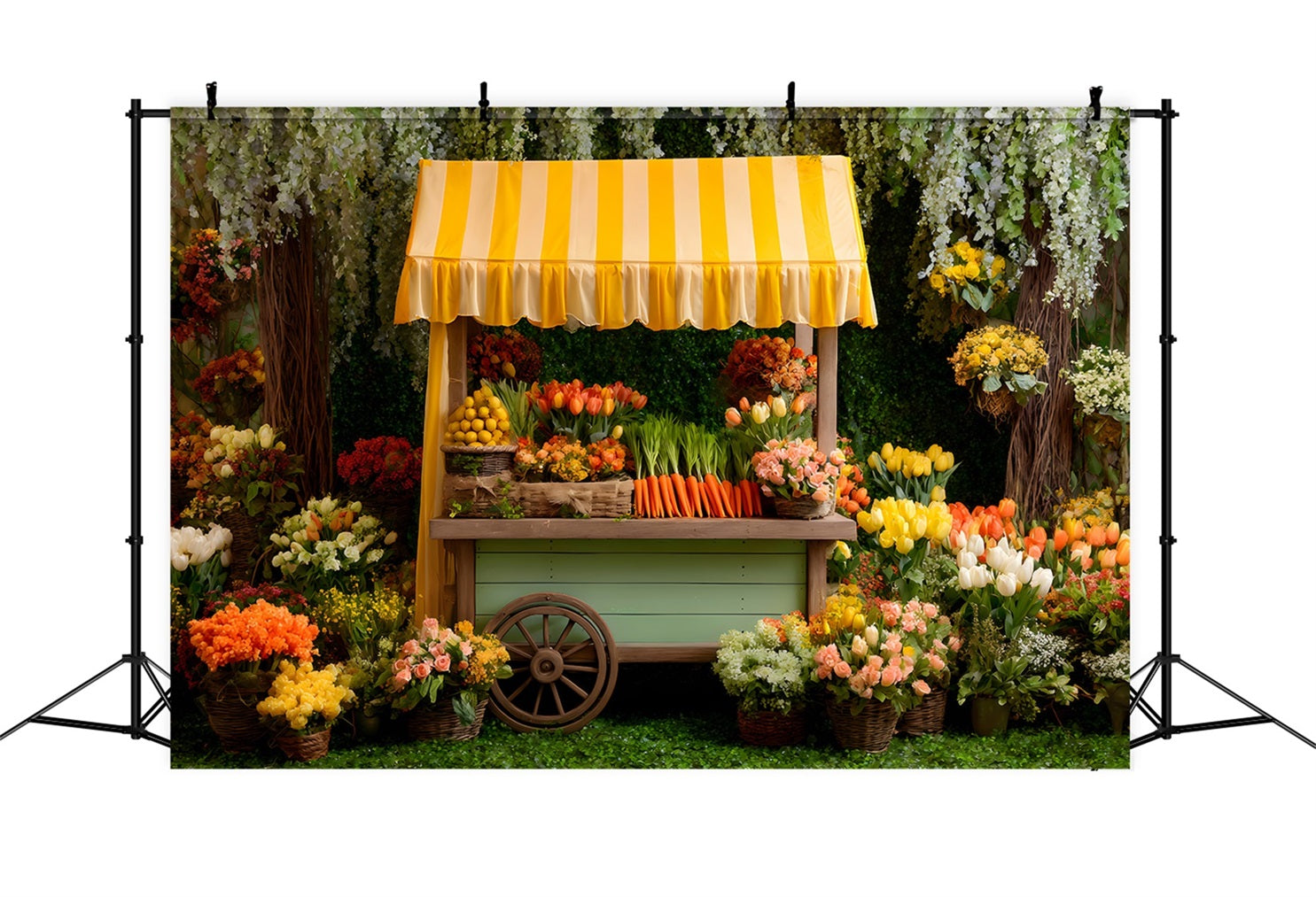 Oster-Tulpen-Hintergrund Üppiger blumiger gelber Baldachin Oster-Hintergrundideen von Magali