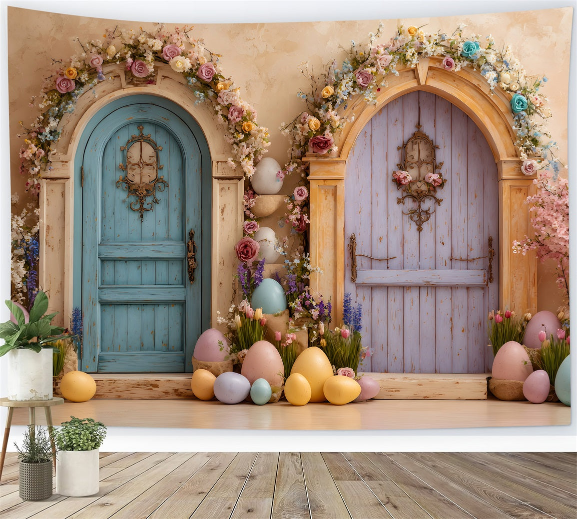 Oster-Ei-Hintergrund Doppeltüren Blumenblüten Hintergründe Ostern Von Magali
