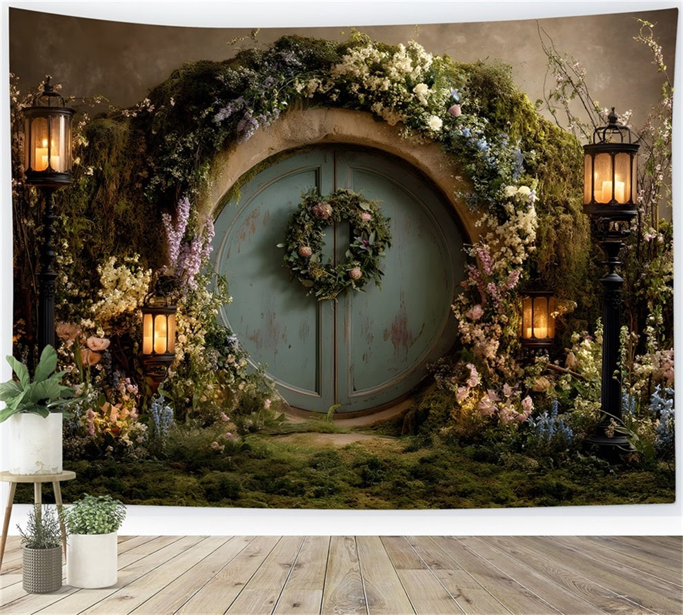 Hintergrund mit Hasenbau Mystischer Garten Tür Laternenlicht Osterhintergrund-Ideen von Magali