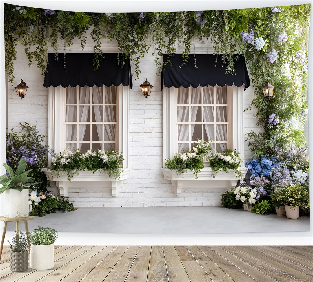 Osterfrühlingshintergrund Elegante schwarze Markise Blumenfenster Hintergrund für Ostern Von Magali