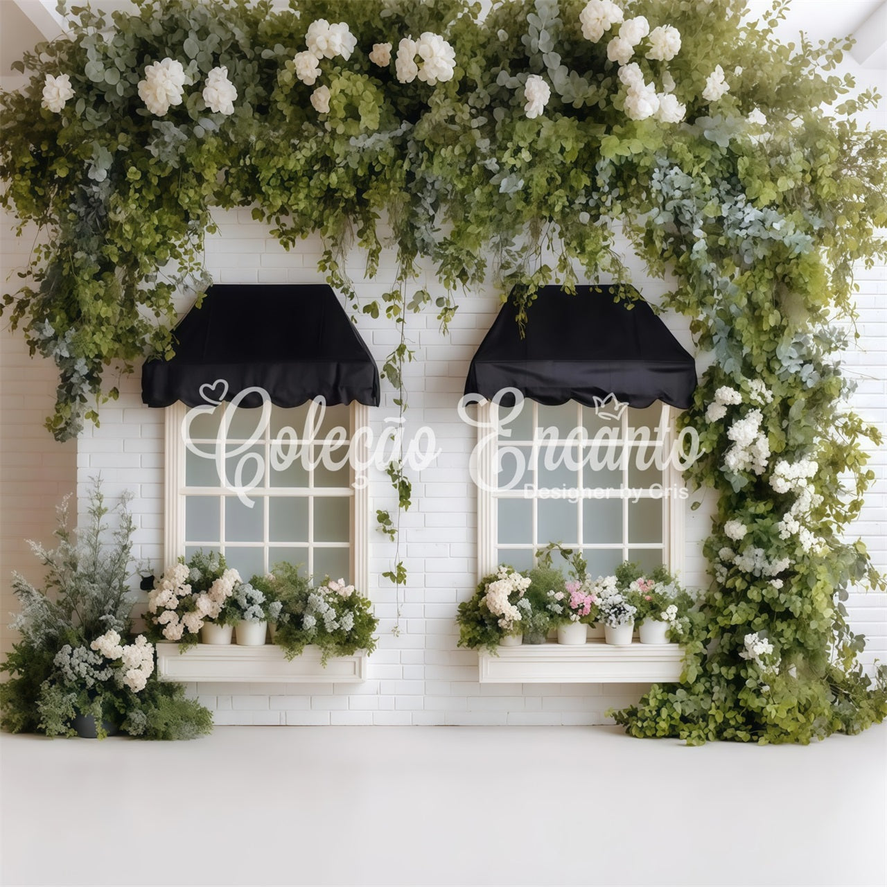 Osterfrühlingshintergrund Klassische weiße Ziegelmarkise Fenster Hintergründe für Ostern Von Magali