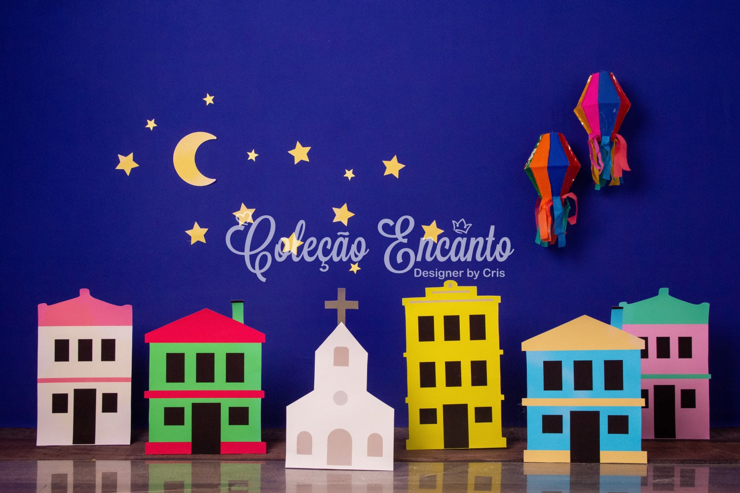 Kinderfotohintergründe Papierdorf Sternennacht Mond und Sterne Hintergrund von Magali