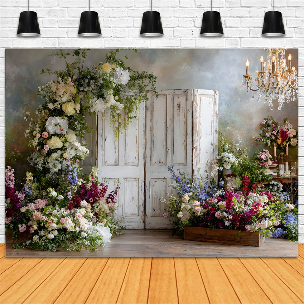 Hintergrund für den Muttertag Vintage-Blumentüren Kronleuchter Hintergrund für einen schönen Muttertag Von Magali