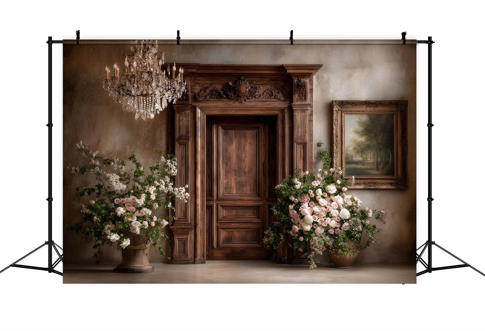 Fotohintergrund für den Muttertag Rustikale Holztür Blumenkaskade Hintergründe für den Muttertag Von Magali