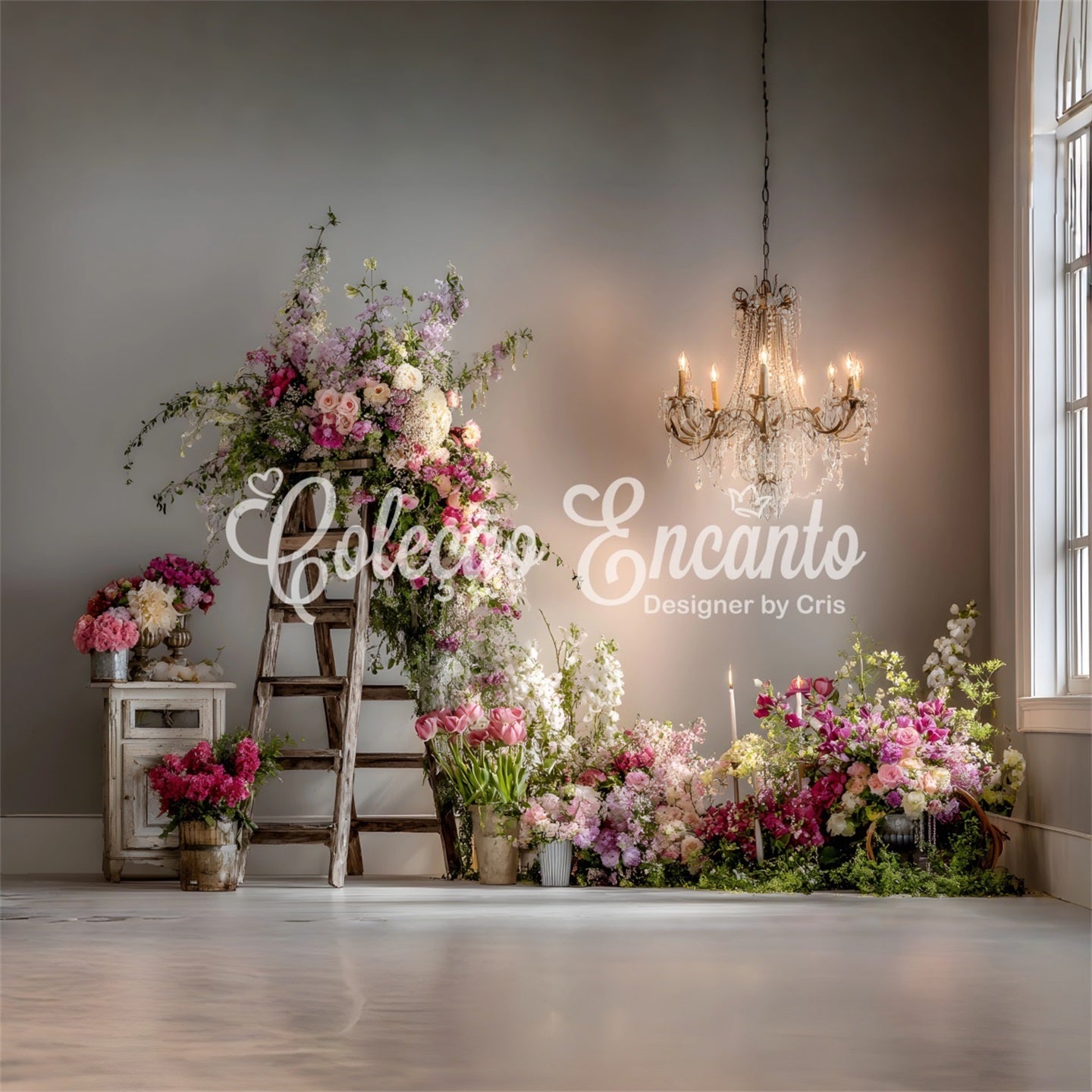 Hintergründe zum Muttertag Rustikale Blumenleiterarrangements Fotohintergrund zum Muttertag von Magali