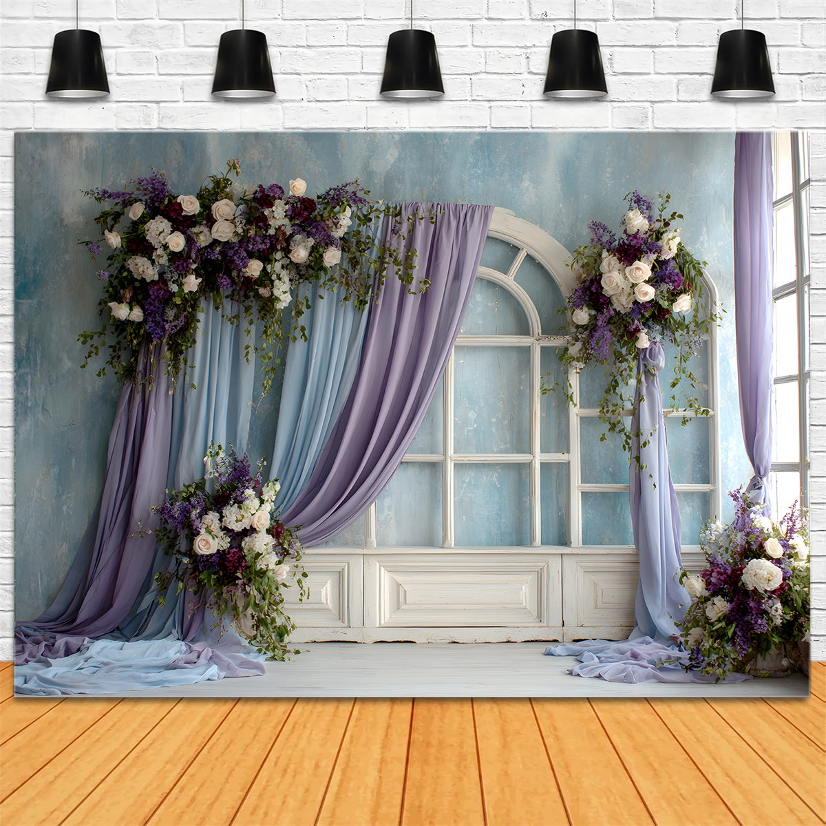 Hintergrund für Fotoshooting zum Muttertag Lavendelfarbener Blumenbogen Hintergrund für Fotoshooting zum Muttertag von Magali