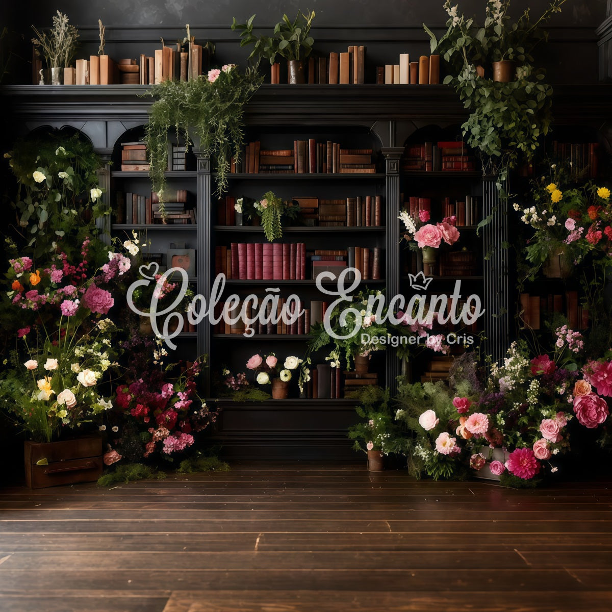 Hintergrund zum Muttertag Bücherregal voller Blumen Ideen für Fotokabinen zum Muttertag von Magali