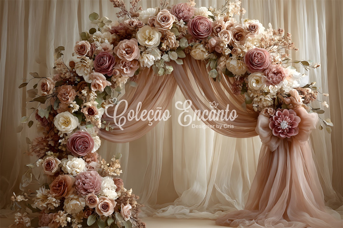 Hintergrund für den Muttertag Rosa Rosenbogen Drapierte Vorhänge Hintergrund für Muttertagsfotos Von Magali