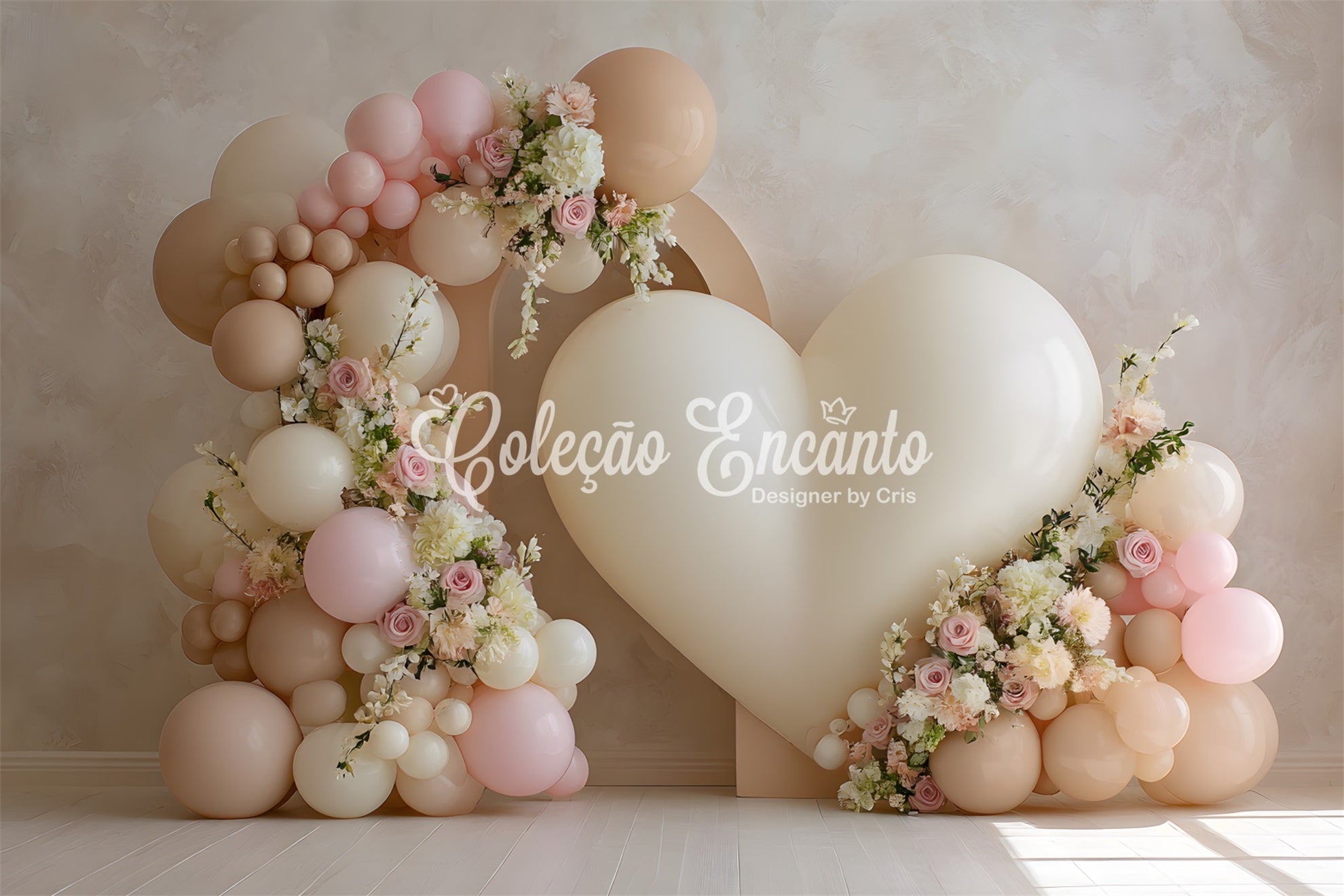 Ballon-Hintergrund für den Muttertag Liebesherz Rosen Blumen Fotokabine Hintergrund für den Muttertag von Magali