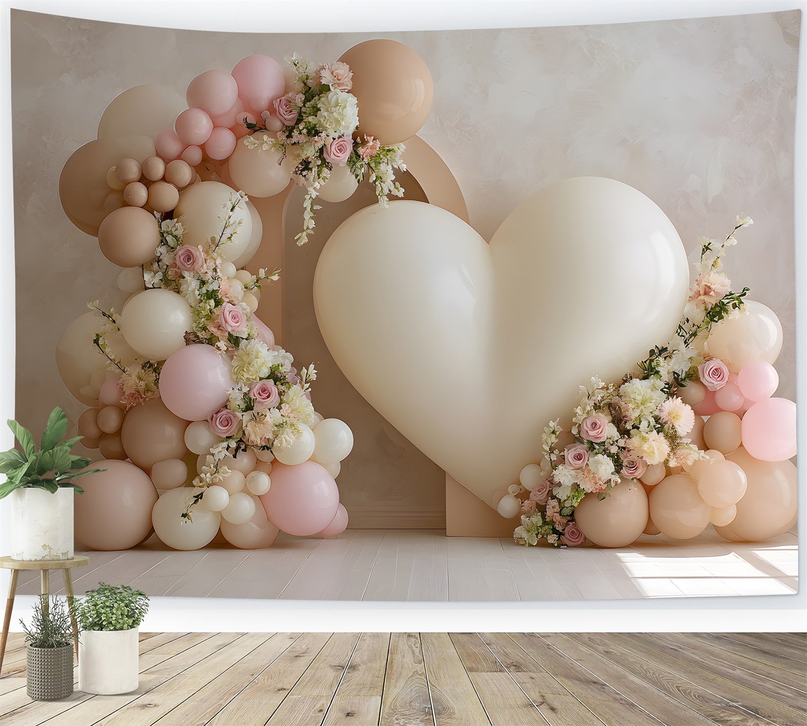 Ballon-Hintergrund für den Muttertag Liebesherz Rosen Blumen Fotokabine Hintergrund für den Muttertag von Magali