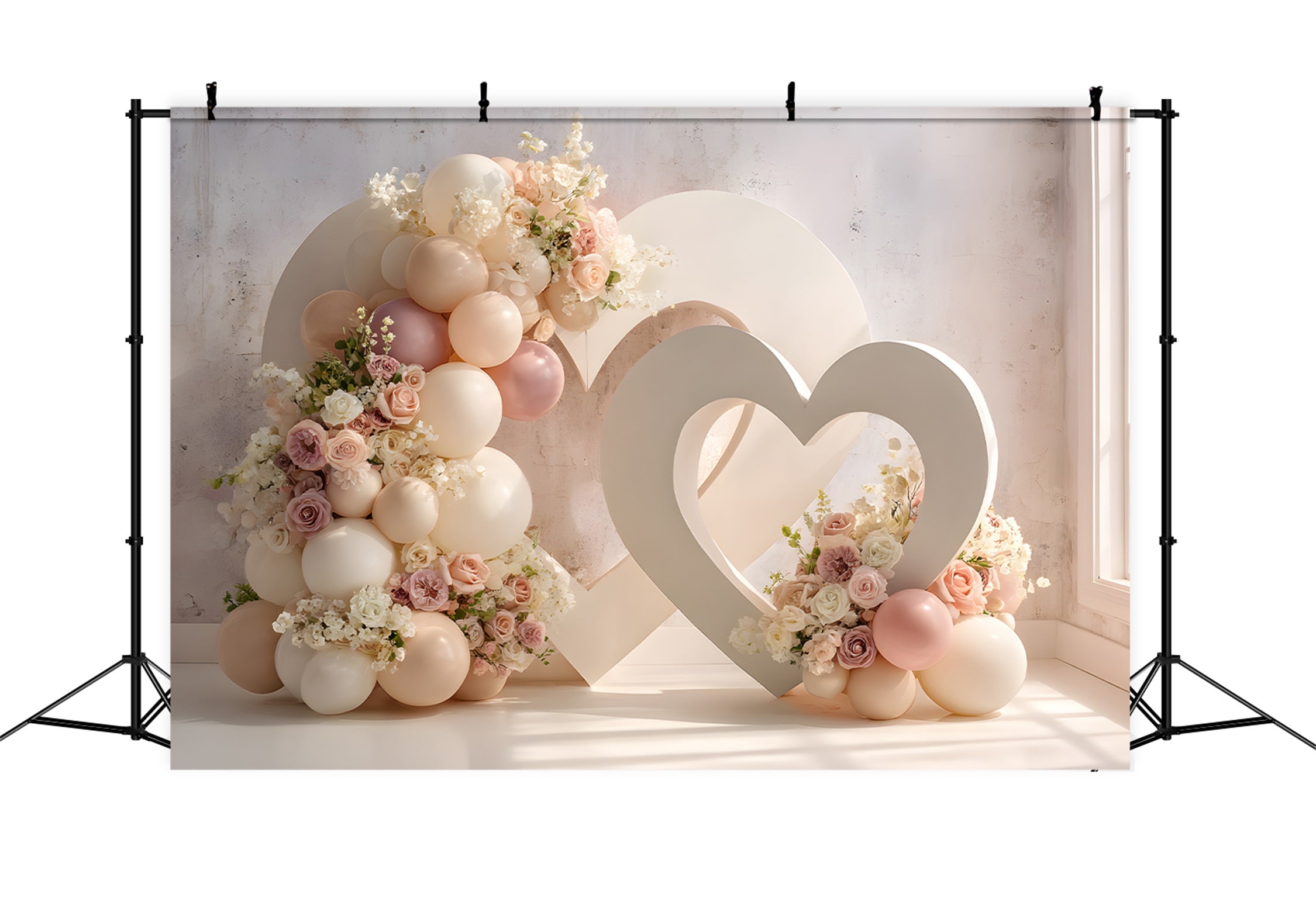 Fotohintergrund für den Muttertag Herzförmige Ballons Blumen Hintergrund für den Muttertag von Magali