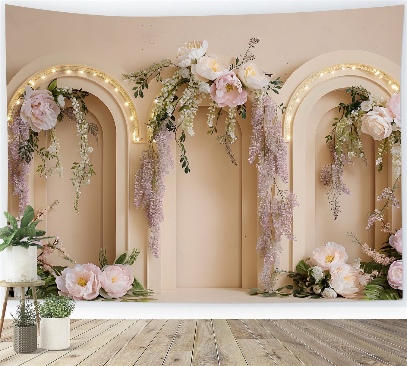 Fotohintergrund zum Muttertag Romantischer rosa Blumenbogen Ideen für Fotohintergründe zum Muttertag von Magali