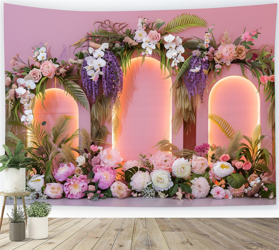 Hintergründe zum Muttertag Eleganter Hintergrund mit pastellfarbenen Blumenarrangements zum Muttertag von Magali