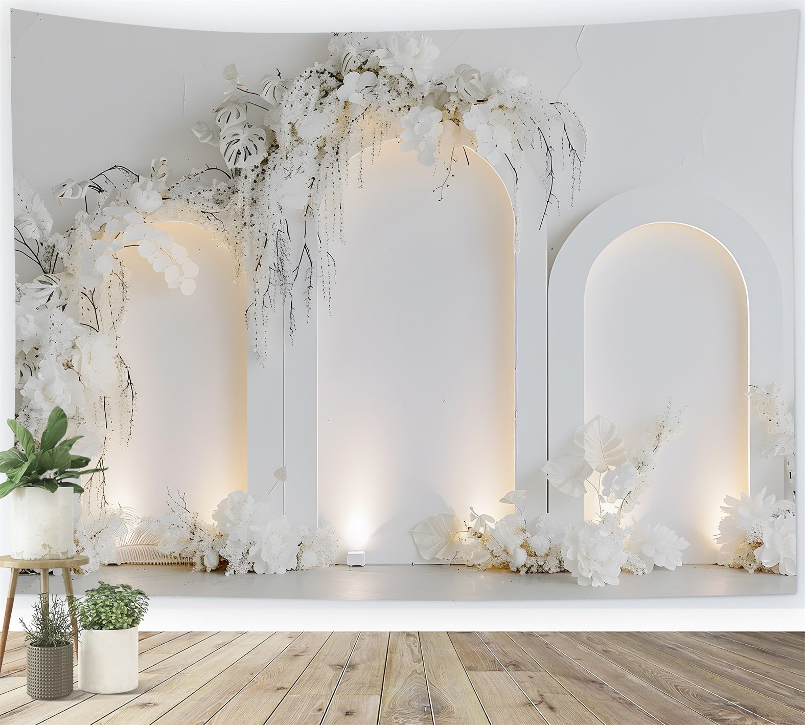 Fotohintergründe zum Muttertag Zarte weiß-goldene Blumenpracht Hintergrund zum Muttertag von Magali