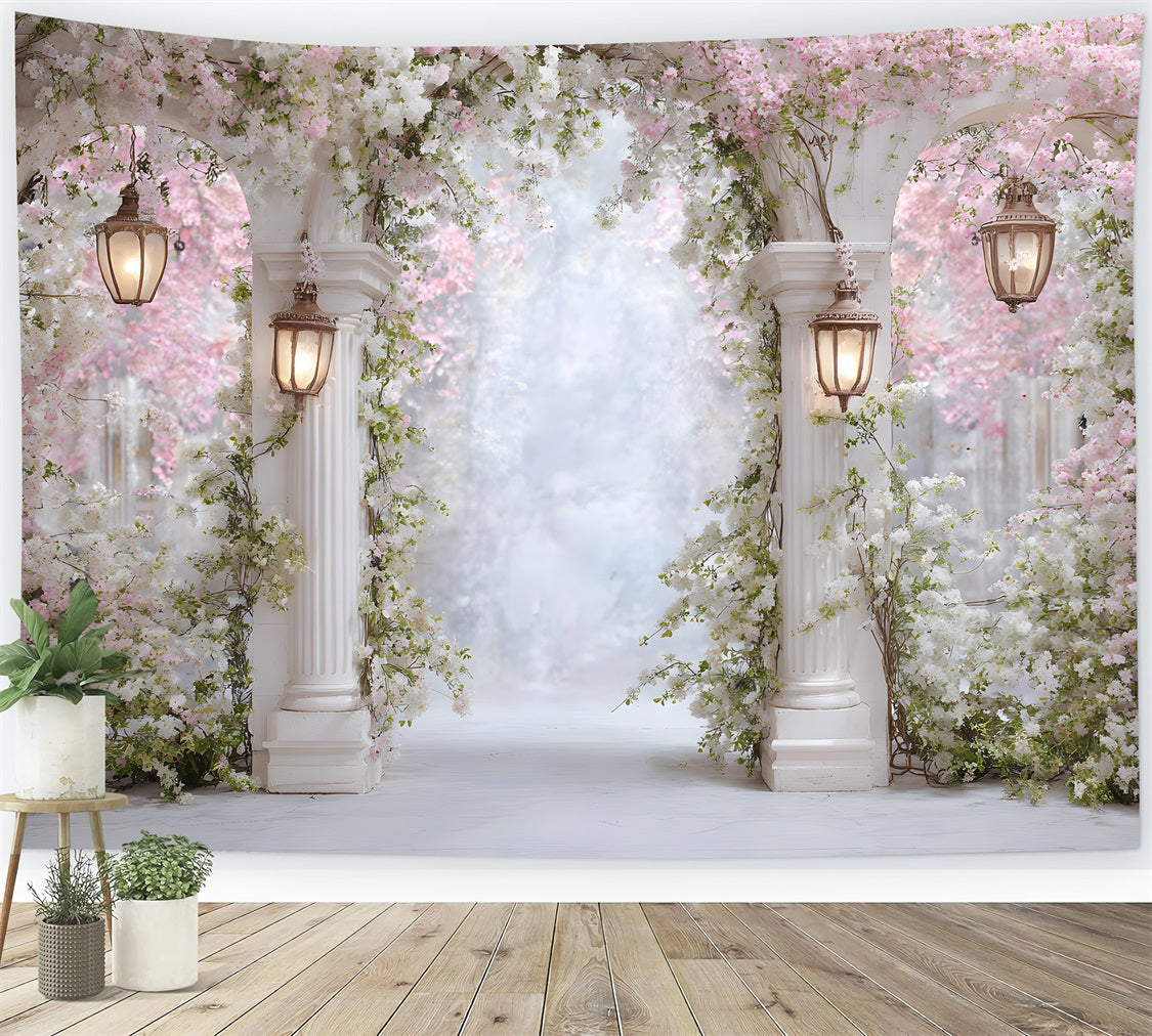 Hintergrund für Fotokabine zum Muttertag Zartrosa Blütenpfeiler Hintergrund für Fotokabine zum Muttertag von Magali