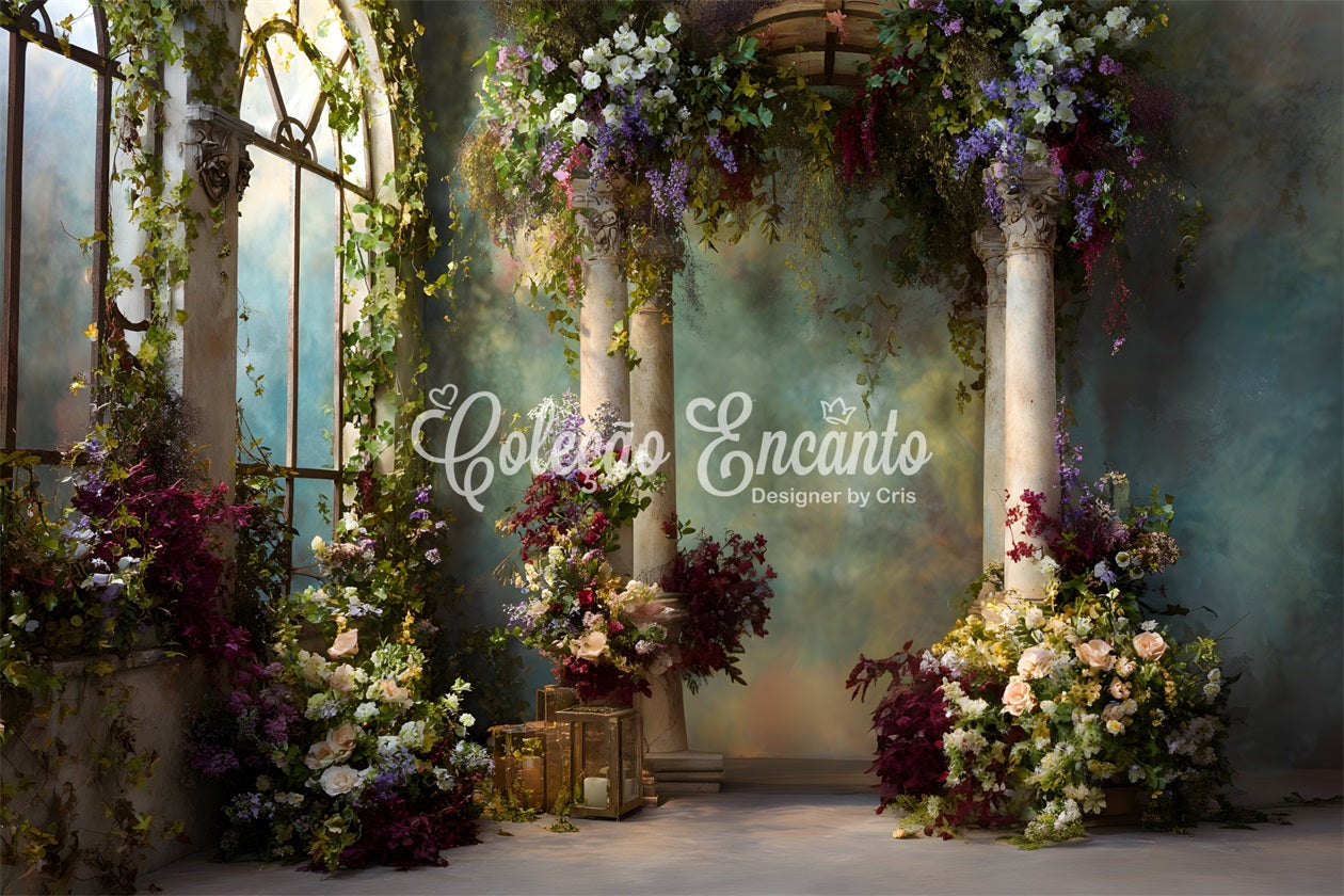 Fotokulisse zum Muttertag Romantisches rosa Blumenportal Fotokulissen für die Fotobox zum Muttertag von Magali