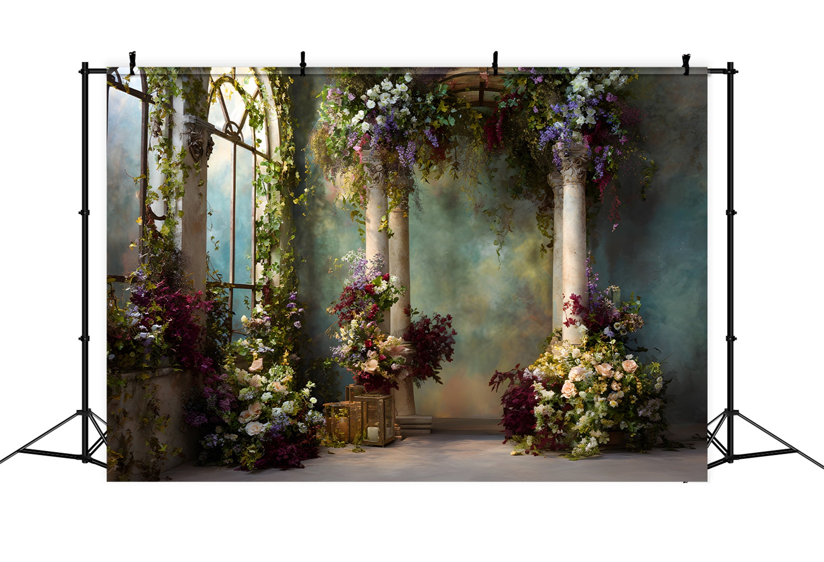 Fotokulisse zum Muttertag Romantisches rosa Blumenportal Fotokulissen für die Fotobox zum Muttertag von Magali