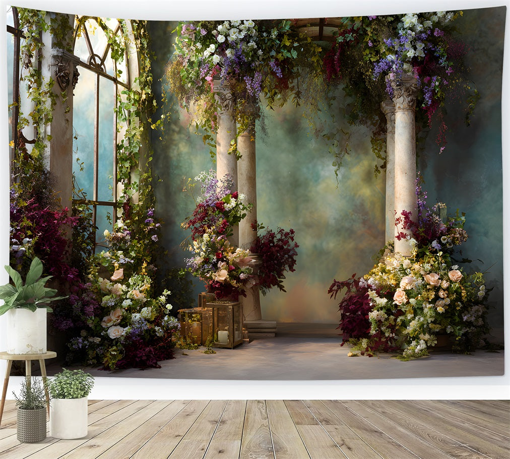 Fotokulisse zum Muttertag Romantisches rosa Blumenportal Fotokulissen für die Fotobox zum Muttertag von Magali