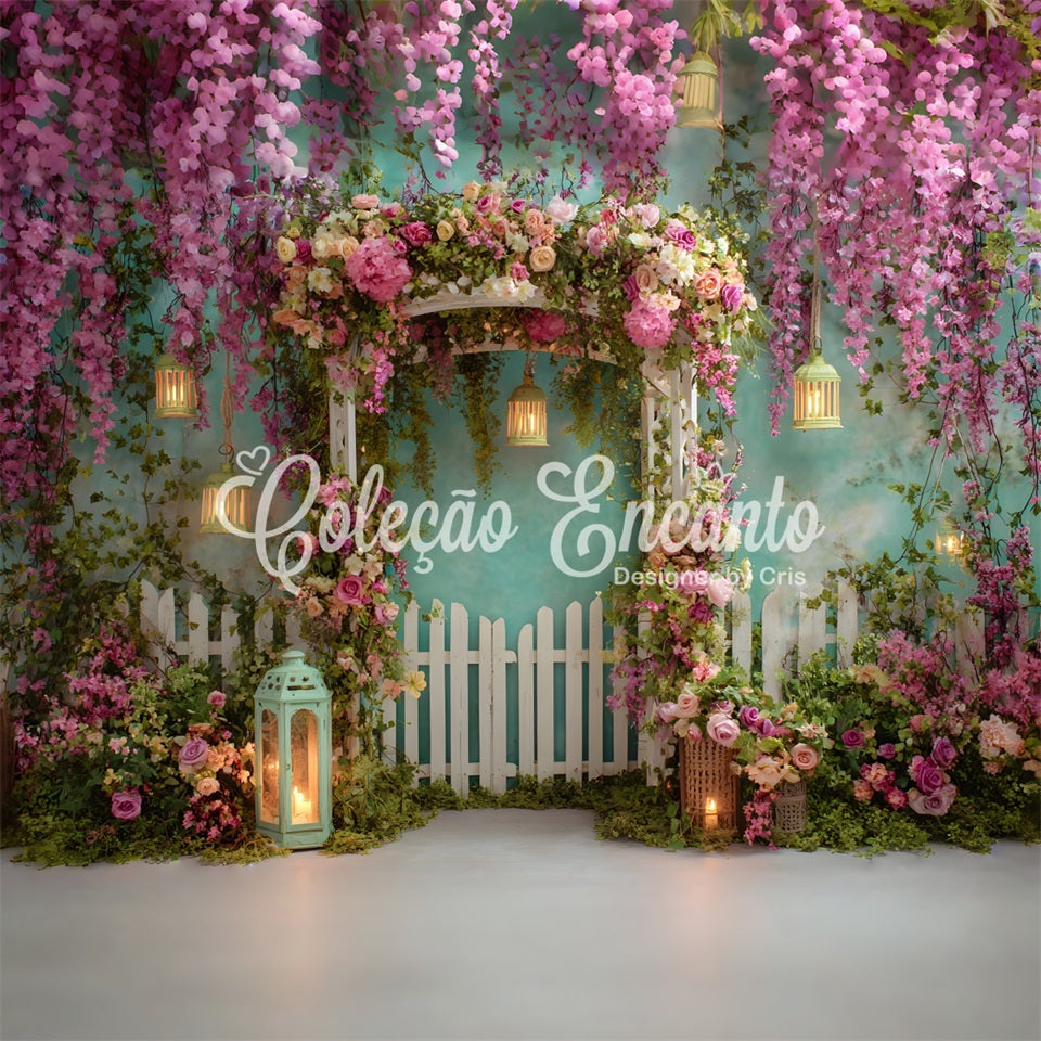 Fotokulissen zum Muttertag Vintage-Laternen Blüteneingang Fotokulissenideen zum Muttertag von Magali