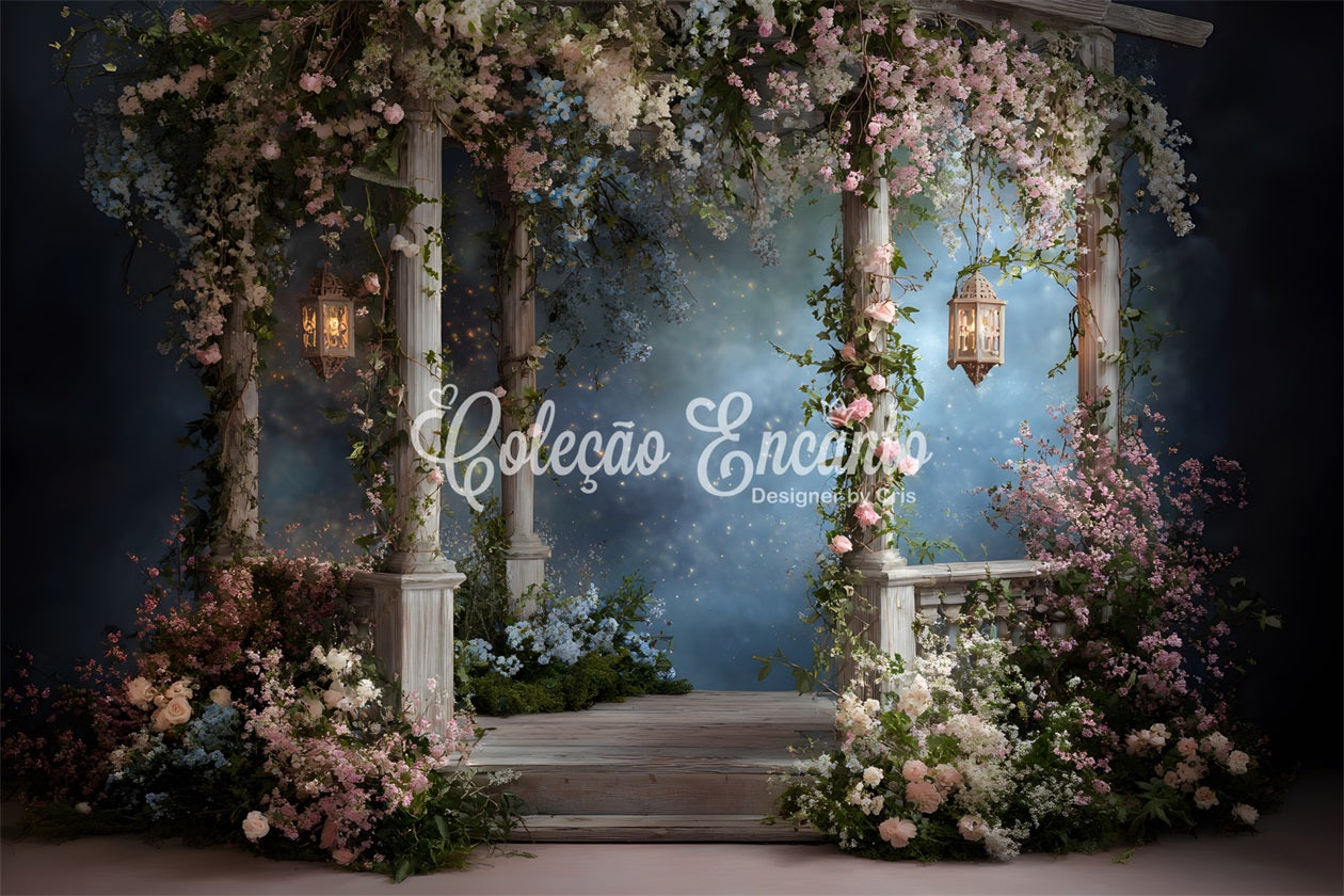 Einfacher Muttertags-Hintergrund Verspielte Laternen Blumenbogen Muttertags-Fotohintergrund von Magali