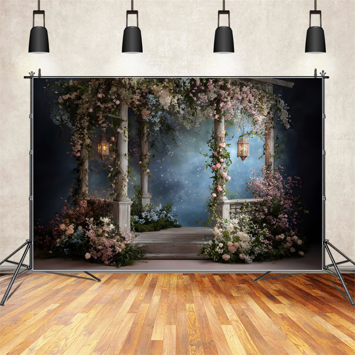 Einfacher Muttertags-Hintergrund Verspielte Laternen Blumenbogen Muttertags-Fotohintergrund von Magali